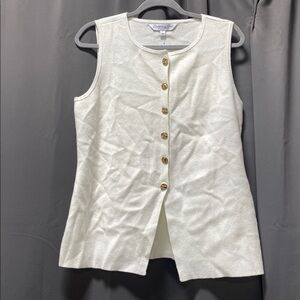 Montgomery Post Cleo Gold Button Vest - White - L